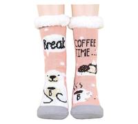 NyxSeat 1 paire de chaussettes roses en forme d'ours polaire, chaussettes d'hiver chaudes, chaussons d'intérieur, chaussettes moelleuses pour femme, un excellent cadeau pour la famille ou les amis.,