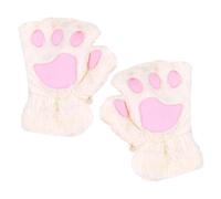NyxSeat 1 Paire de Gants Patte de Chat pour Enfants, Filles Gants Chauds en Peluche Chauds sans Doigts, Gants Chauds Coupe-vent, Gants de Chat en Velours Épais Mignon (Blanc), Blanc., taille unique