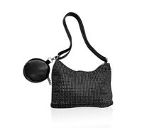 NyxSeat 1 sac à paillettes noires, sac de soirée, sac à main pour femme, sac à bandoulière réglable, petit portefeuille, sac à strass, sac à paillettes, Noir