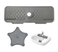 NyxSeat 1 tapis de robinet de rampe et 1 couvercle de siphon de sol pentagramme, kit d'évier de cuisine en silicone résistant aux éclaboussures, filtre d'évier pliable