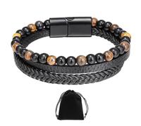 NyxSeat 1PC Bracelet Oeil de Tigre Noir Jaune 21cm Fermoir Magnétique Contemporain Unisexe Sac de Rangement de Bijoux Fête Voyage, 21 x 1,8 cm" or "21 centímetros, Pierre Métal