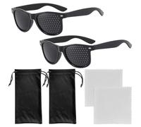 NyxSeat 2 Morceaux De Lunettes à Sténopé, 2 Morceaux De Tissu à Lunettes, 2 Morceaux De Sacs à Lunettes, Lunettes De Soleil à œillets, Lunettes En Maille Pour Hommes Et Femmes (Noir)
