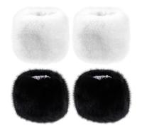 NyxSeat 2 paires de gants chauds et moelleux, gants en fourrure, manchettes d'hiver, gants pour femmes, dragonnes chaudes, protège-poignets épais, Noir , Extra breit