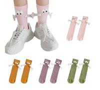 NyxSeat 4 Paires de Chaussettes Magnétiques pour Couple - Tenant la Main, Mignonnes et Amusantes, 3D