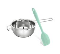 NyxSeat Bol à fondre au bain-marie 400 ml + 1 petite spatule en plastique - Casserole en acier inoxydable 304 pour chocolat, chocolat, sucre, beurre, fromage