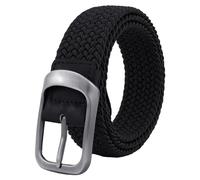 NyxSeat Ceinture Homme - Élastique - Tissée - Sans Trou - Loisirs (Noire), Noir, 105 cm