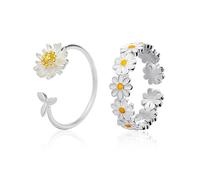 NyxSeat Ensemble de bagues marguerite - 2 bagues, bijoux de mode pour femmes, bijoux de charme, bagues de mode