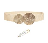 NyxSeat Grande et Petite Ceinture Ronde Crème, Aiguille en Diamant, Ceinture Élastique Tendance et Décontractée pour Femme, Convient pour les Jupes