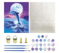 NyxSeat Kit de Peinture Numérique pour Enfants, Peinture à l'huile Peinte à la Main sur Toile avec Peinture et Pinceau, Production Créative Personnalisée, Cadeau pour Enfants, 40x50cm (Dauphin)