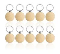 NyxSeat Lot de 10 Porte-Clés Ronds en Bois, Créatifs Personnalisés et Inscriptibles, Pendentifs Adaptés aux Cadeaux de Noël pour la Famille ou les Amis, Couleur Hêtre Originale