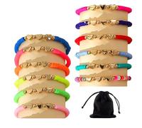 NyxSeat Lot de 12 Bracelets en Forme de Cœur avec Sac de Rangement - Colorés et Réglables pour Filles et Femmes, Bracelets d'Amitié pour Enfants