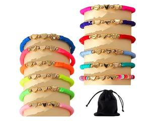 NyxSeat Lot de 12 Bracelets en Forme de Cœur avec Sac de Rangement - Colorés et Réglables pour Filles et Femmes, Bracelets d'Amitié pour Enfants