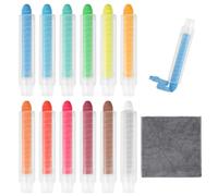 NyxSeat Lot de 12 craies solubles dans l'eau avec 1 serviette, craies sans poussière, craies rotatives, craies réglables, crayons de coloriage colorés pour enfants