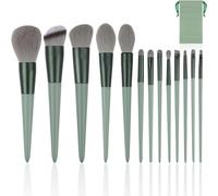Nyxseat Lot De 13 Pinceaux De Maquillage, Pochette En Velours, Pinceaux Professionnels, Poils Synthétiques De Qualité Supérieure, Outils De Beauté Avec Poils Doux Pour Le Maquillage Et La Beauté, Vert