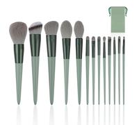 NyxSeat Lot de 13 Pinceaux de Maquillage, Pochette en Velours, Pinceaux Professionnels, Poils Synthétiques de Qualité Supérieure, Outils de Beauté avec Poils Doux pour le Maquillage et la Beauté, Vert