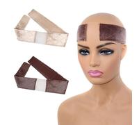 Lot de 2 bandeaux de perruque en dentelle en velours, antidérapant, bandeau élastique réglable, accessoire spécial de perruque pour le maquillage (teinte chair marron foncé)
