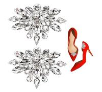 NyxSeat Lot de 2 boucles de chaussures de luxe en strass brillant - Accessoires de chaussures à talons hauts - Décoration de chaussures de mariage amovible - Pendentifs créatifs en cuir pour femme,