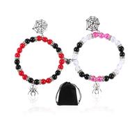 NyxSeat Lot de 2 bracelets d'araignée avec 1 sac de rangement noir, bracelets de couple, bracelets magnétiques pour couple, bracelets magnétiques, bracelets suspendus en toile d'araignée, bracelets de