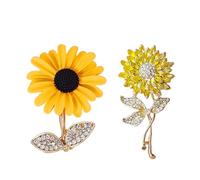 NyxSeat - Lot de 2 broches en forme de tournesol - Jolies petites broches de style pastoral - Convient pour les fêtes, le quotidien, les cadeaux d'anniversaire (jaune), Métal