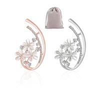 NyxSeat - Lot de 2 broches en strass et 1 sac de rangement gris - Broche en or rose et argent - Pour femme, 3.5*4.2cm, Métal