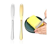 NyxSeat Lot de 2 couteaux à beurre, bigoudis et distributeurs de couteaux à beurre, ustensiles de cuisine, adaptés pour étaler la confiture et le beurre (doré et argenté)