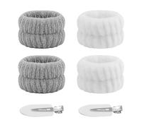 NyxSeat Lot de 2 paires de bracelets avec 2 épingles à cheveux, bracelets de spa, bracelets de lavage du visage, absorbant l'eau, adaptés pour le maquillage et le lavage du visage.