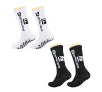 NyxSeat Lot de 2 paires de chaussettes de sport antidérapantes pour football, basketball, sports de plein air (blanc, noir), Blanc., 44