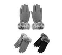 NyxSeat Lot de 2 Paires de Gants d'Hiver Chauds, Coupe-Vent, Doublés en Polaire pour Conduite et Extérieur - Pour Femmes (Gris Noir)