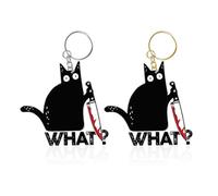 NyxSeat Lot de 2 porte-clés en forme de chat noir, porte-clés drôles d'animaux de dessin animé, pendentifs créatifs en acrylique, adaptés pour sacs, clés et accessoires de téléphone portable (or,