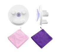 NyxSeat Lot de 2 porte-éponges à récurer blancs avec 2 petites serviettes carrées, porte-éponge solide, porte-éponge à ventouse pour évier de cuisine (pas d'éponges)