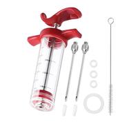 NyxSeat Lot de 2 seringues à marinade avec 1 brosse de nettoyage, seringue à marinade en plastique, 30 ml, seringue à épices pour marinade, convient pour griller, rôtir, rôtir la dinde (rouge)