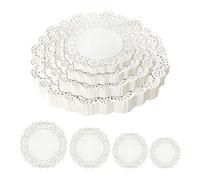 NyxSeat Lot de 200 feuilles de papier rond blanc, papier décoratif en dentelle, papier pour gâteau, papier de nappe, sous-verres, sets de table en dentelle, pour papier de décoration alimentaire (4