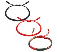 NyxSeat Lot de 3 bracelets tressés à la main, bracelets d'amitié, bracelets tressés à huit brins, bracelets tressés unisexes, bracelets porte-bonheur, bracelets en corde réglable, 16 cm