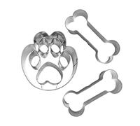 NyxSeat Lot de 3 Moules en Acier Inoxydable en Forme de Patte de Chien et d'Os - Outils de Cuisson DIY - Moules en Acier Inoxydable pour la Pâtisserie et le Bricolage