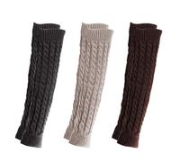 NyxSeat Lot de 3 paires de jambières pour femme - En tricot chaud - Pour l'hiver - Accessoires tendance pour l'hiver - En plein air, argenté, 42*8.5cm