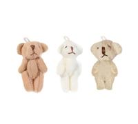 NyxSeat Lot de 3 pendentifs en forme d'ours en peluche de 4 cm, mini ours, décorations d'ours Beige/Brun/Blanc