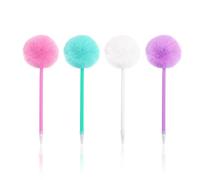 NyxSeat Lot de 4 stylos à bille en peluche, couleur bonbon neutre, joli stylo d'écriture créatif, stylo à bille en fourrure, fournitures de bureau et d'école, cadeau de remise de diplôme pour filles