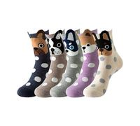 NyxSeat Lot de 5 paires de chaussettes en coton à pois pour chien - Chaussettes fantaisie - Cadeau pour bouledogue français - Cadeaux pour les amoureux des chiens
