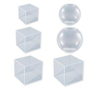 NyxSeat Lot de 6 moules en silicone transparent en forme de cube - Forme sphérique hautement transparente - Moule adhésif en cristal - Kit de moules en résine de silicone