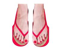 NyxSeat Lot de 6 paires de chaussettes à tongs amusantes à motif 3D - Chaussettes tendance et amusantes pour hommes et femmes - Chaussettes tendance avec impression nail art, Couleur : rouge, violet,