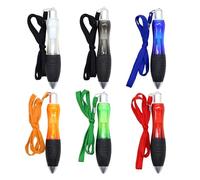 NyxSeat Lot de 6 stylos à bille rétractables courts et épais avec cordon de transport, grands stylos ergonomiques avec large poignée, adaptés pour les écoles, les bureaux et la maison (6 couleurs)