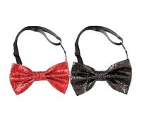 NyxSeat Noeud Papillon 2 Pièces Réglable, De Noël, Cravate Rouge Pour Homme, À Paillettes, Élastique