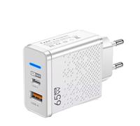 Nyxwell Chargeur USB C 65W, Adaptateur Secteur 2 Ports PD et USB-A, Charge Rapide Compatible avec iPhone 17/16/15/14/13/12/11 Pro Max, Samsung Galaxy, Xiaomi, Huawei 2 Pack (Blanc)