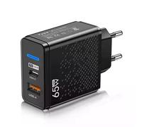 Nyxwell Chargeur USB C 65W, Adaptateur Secteur 2 Ports PD et USB-A, Charge Rapide Compatible avec iPhone 17/16/15/14/13/12/11 Pro Max, Samsung Galaxy, Xiaomi, Huawei 2 Pack (Noir)