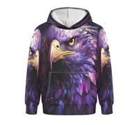 NYYYTTTEU Cool Oeuvre d'aigle Violet Sweats À Capuche Douillet Imprimés 3D pour Enfants Filles Garçons