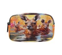 NYYYTTTEU Kangourous d'art Aquarelle De Mer Trousse Élève Scolaire Sac à Crayons Poche Crayon Cosmétique Sac Grande Capacité pour Garçon Fille Ado
