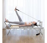 NYZAL Machine Pilates Reformer for entraînements à Domicile avec Cadre Pliable, Pilates Reformer avec 5 Cordons de résistance, Facile à déplacer et à Ranger, Dispose de Roues de bibliothèque Robustes