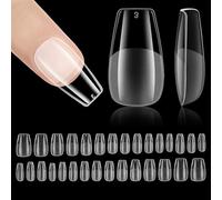 Nzakybbi Lot de 240 faux ongles courts ballerine pour ongles en gel - Couverture complète - Doux - Courts - Cercueil - Avec boîte - 15 tailles
