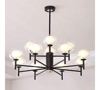 NZDY Lustre Spoutnik doré à 9 lumières, lustre à ADN en bronze moderne, luminaire suspendu vintage industriel pour salon de chambre à coucher,Noir,12 lumières