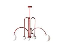 NZDY Sputnik Lustre 6 Lumières Nordique Moderne Pendentif Luminaire Mid Century Lustre Industriel Fer Plafonnier Luminaire Pour Salle À Manger Salon,Rouge,100X85Cm (39X33 Pouces)